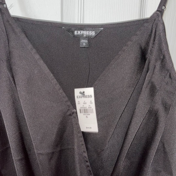 Express NWT Women's Black Satin Bodysuit XL - Picture 2 of 4